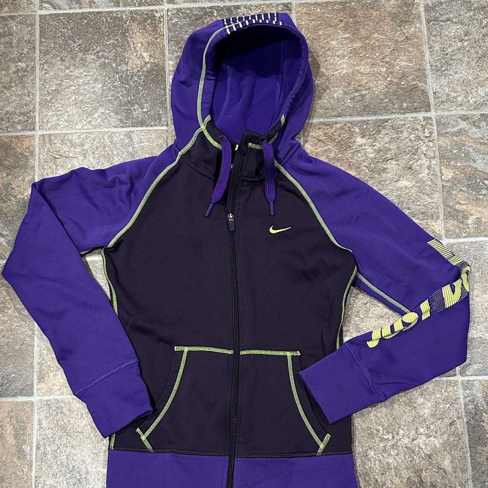 Nike Purple and Black Zip-Up Hoodie